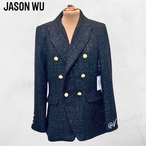 Jason Wu [Medium ~ NWT] Blazer - Black Metallic Tweed - Picture 1 of 14